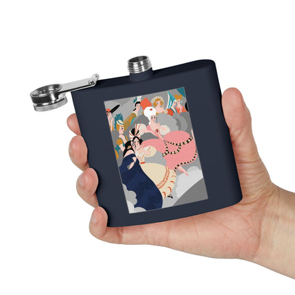 Celestial Masquerade Stainless Steel Flask – Theatrical Elegance & Floating Whimsy