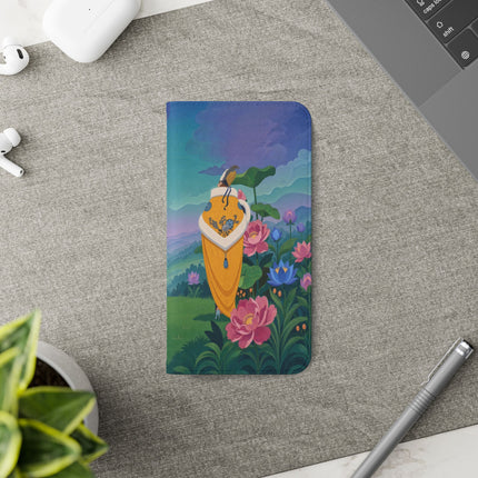 🌸🏔️ The Lady Of The Lotus Valley Flip Case – Art Deco Botanical Reverie
