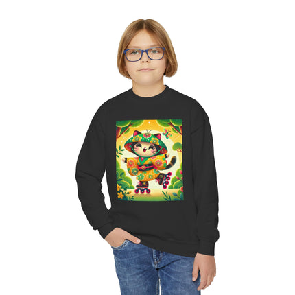Firefly Dance on Wheels Youth Crewneck Sweatshirt – Motion, Magic & Playful Energy