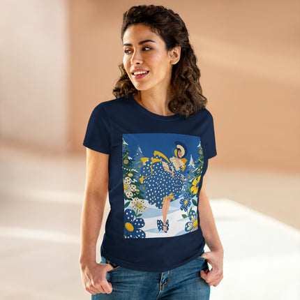 ❄️💙 The Bluebell Christmas Promenade Cotton Tee – Art Deco Holiday Elegance