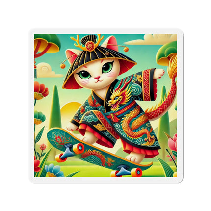 Dragon Dance on Wheels Die-Cut Magnets (5 Sizes)