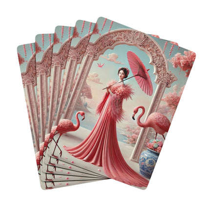 Petals, Porcelain, and Flamingos Playing Cards