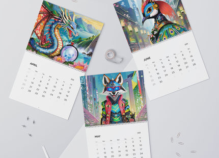 Neon Beasts: A Cyberpunk Odyssey Wall Calendars (2025)