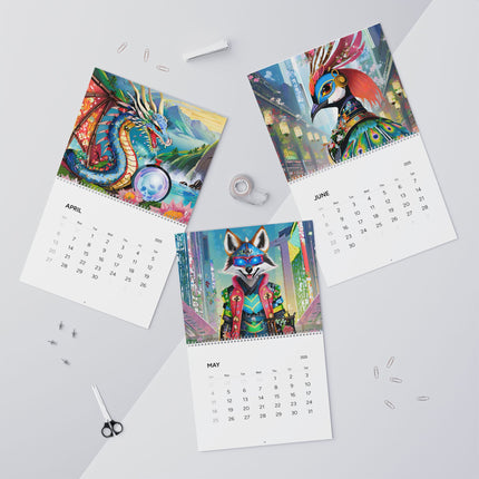 Neon Beasts: A Cyberpunk Odyssey Wall Calendars (2025)