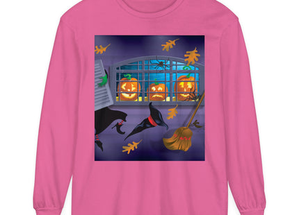 Whimsical Halloween Mischief Unisex Garment-dyed Long Sleeve T-Shirt