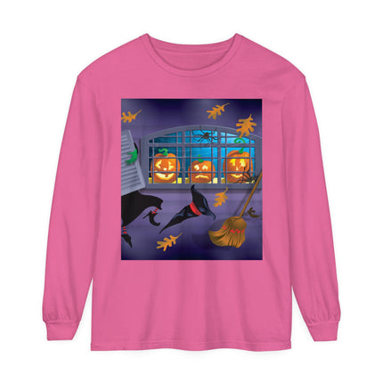 Whimsical Halloween Mischief Unisex Garment-dyed Long Sleeve T-Shirt