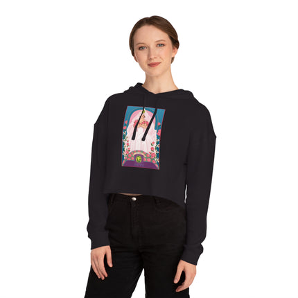 August & Peridot (from the Gem Series) by Sofia Chiostri Women’s Cropped Hooded Sweatshirt