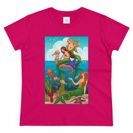 Three Mermaids with Strings of Pearls by Carlo Chiostri Women's Midweight Cotton Tee