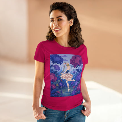 🌸🩰 The Enchanted Garden Ballet Cotton Tee – Art Deco Floral Whimsy