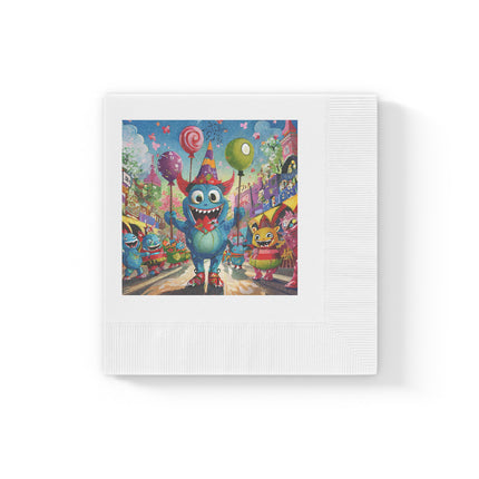 Monster Parade Madness White Coined Napkins