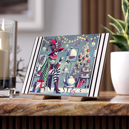 Whimsical Christmas Tea Party Ceramic Tile