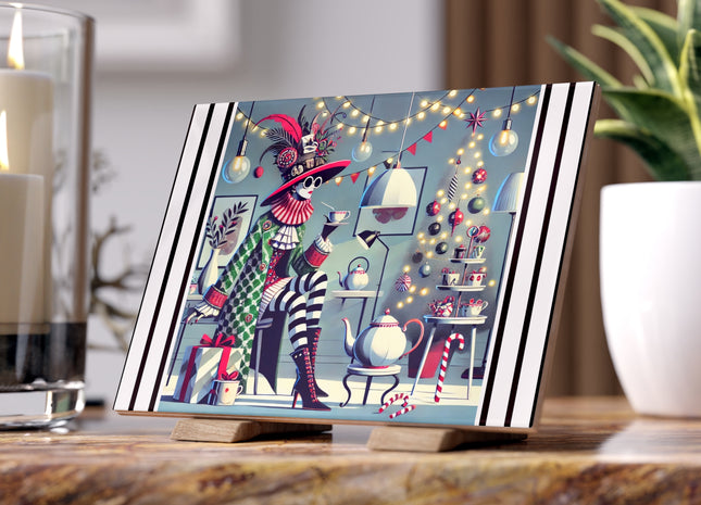 Whimsical Christmas Tea Party Ceramic Tile