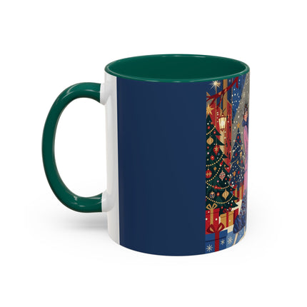 🎩🎄 Christmas Eve Promenade Colorful Mug – Art Deco Holiday Elegance