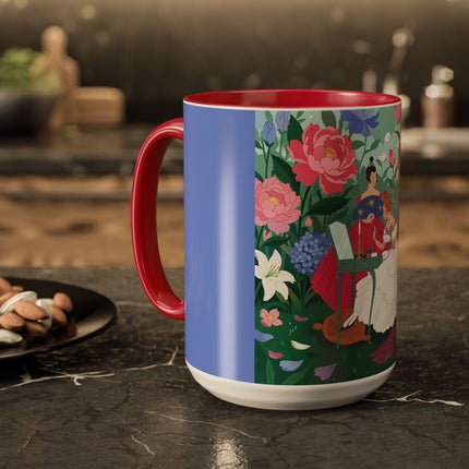 The Ladies Of The Blossoming Vanity Colorful Mugs – Art Deco Floral Elegance