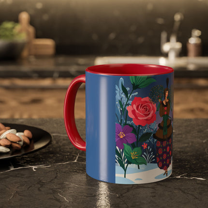 🌹❄️ The Holly Rose Of Winter Colorful Mug – Art Deco Christmas Garden