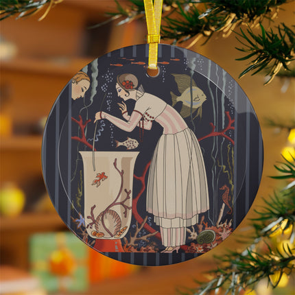 The Dazzling Little Fish by George Barbier Glass Ornament