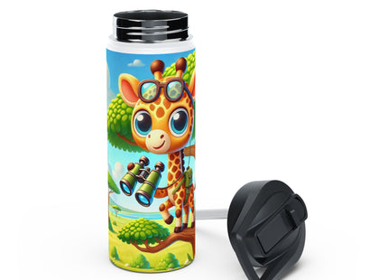 Giraffe Lookout Stainless Steel Water Bottle, Standard Lid