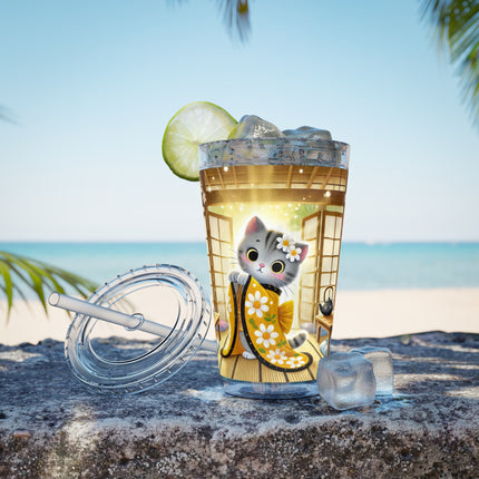 Playful Kitten in the Tea Room Sunsplash Tumbler with Straw, 16oz