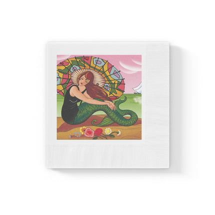 Siren Serenade by Carlo Chiostri White Coined Napkins