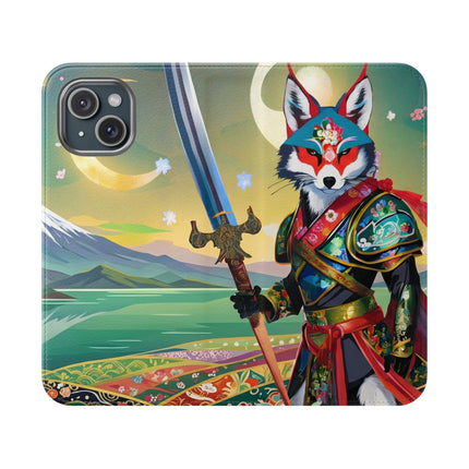 🐕⚔️ Cyberpunk Samurai Dog Flip Case – Futuristic Honor & Kitsune Spirit