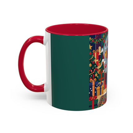 ☃️🎄 The Snowman's Christmas Companion Colorful Mug – Art Deco Holiday Fantasy