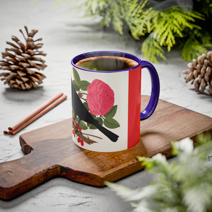 Blackbird & Rose Colorful Mugs – Timeless Elegance & Nature's Harmony
