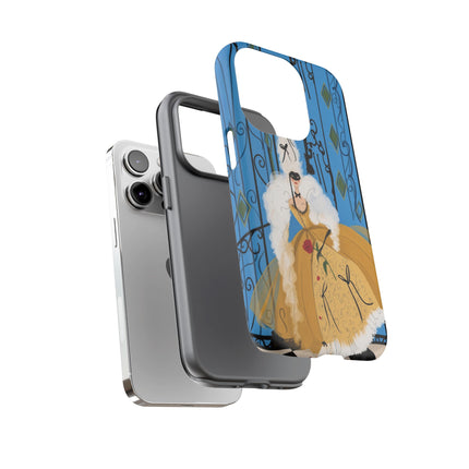 🎭🌹 The Lady At The Masquerade Gates Phone Case – Art Deco Fashion Illustration