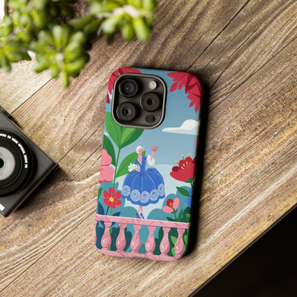 🌺🪭 The Lady Of The Grand Flower Terrace Phone Case – Art Deco Garden Elegance