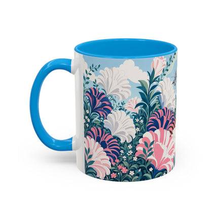 🌸🦋 The Enchanted Pink Blossom Retreat Colorful Mug – Art Deco Floral Whimsy
