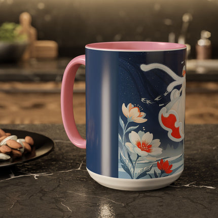 ❄️⛸️ The Winter Skater’s Flight Colorful Mug – Art Deco Floral Fantasy