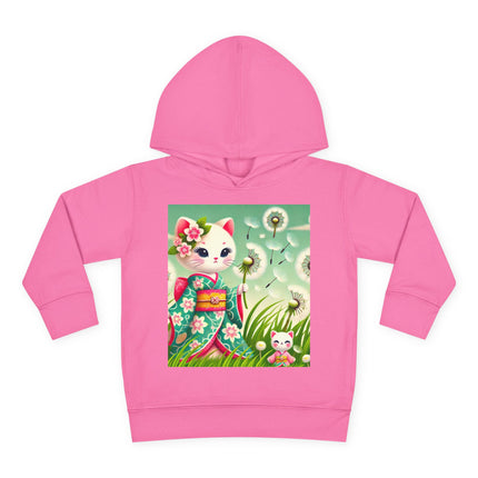Geisha Kitten and the Dandelion Wish Toddler Pullover Fleece Hoodie