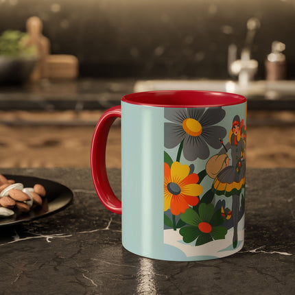 ❄️🌼 The Winter Flower Wanderer Colorful Mug – Colorful Art Deco Snow Fantasy