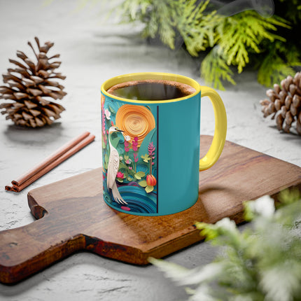 Elegant Egret Oasis Colorful Mugs (11oz, 15oz)