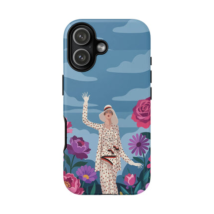 🌺👒 The Grand Flower Promenade Phone Case – Art Deco Fashion Illustration