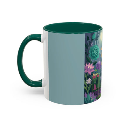 The Lady Of The Moonlit Garden Colorful Mugs – Art Deco Botanical Serenity
