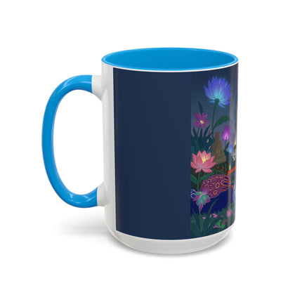 Moonlit Incense Ceremony Colorful Mugs – Art Deco Meditation Garden