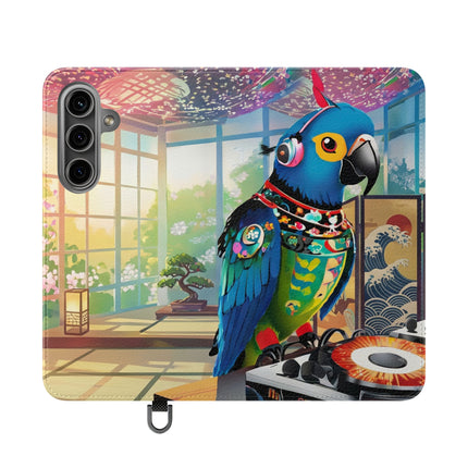 🎧🦜 Parrot DJ Flip Case – Neon Beats & Cyber Groove