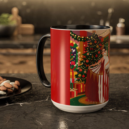 🎄💃 The Christmas Mirror Duet Colorful Mug – Art Deco Holiday Elegance