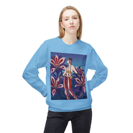 🎭🌺 The Enchanted Peacock Blossom Dancer Midweight Crewneck Sweatshirt – Art Deco Floral Fantasy