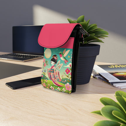 Geisha Fairy and the Hummingbird Blossom Small Cell Phone Wallet