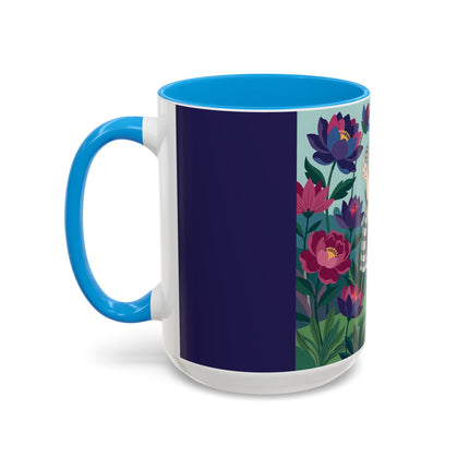 The Lady Of The Lotus Garden Colorful Mugs – Art Deco Botanical Elegance
