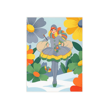 🌼❄️ The Winter Flower Wanderer Ceramic Tile – Art Deco Floral Fantasy