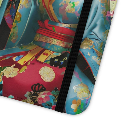 🌸✨ Cyberpunk Geisha Flip Case – Neon Elegance & Futuristic Grace