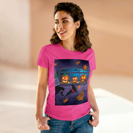 Whimsical Halloween Mischief Women's Midweight Cotton Tee