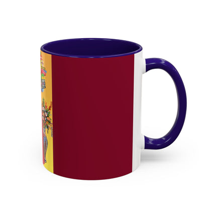 Elegant Holiday Woman with Gifts Colorful Mugs (11oz, 15oz)