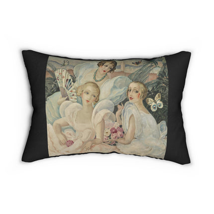 Les Femmes Fatales by Gerda Wegener Spun Polyester Lumbar Pillow