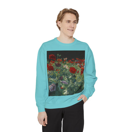 Poppies (A Study of Poppies for Carnation, Lily, Lily, Rose) by John Singer Sargent Unisex Garment-Dyed Sweatshirt