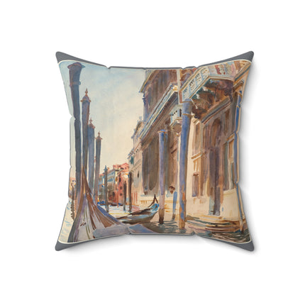Gondola Moorings on the Grand Canal by John Singer Sargent Spun Polyester Square Pillow