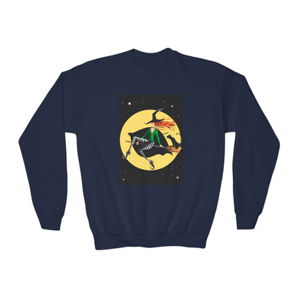 A Witch’s Moonlit Flight Youth Crewneck Sweatshirt