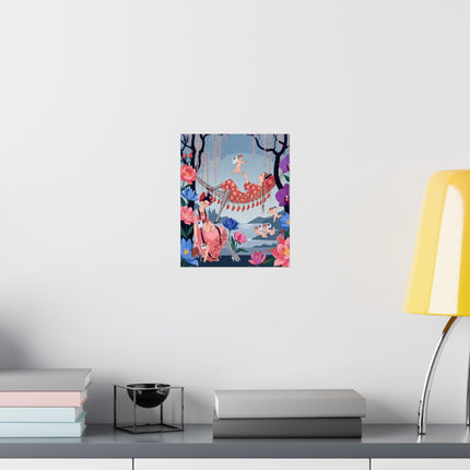🪽🪷 The Garden Of Little Cupids Matte Vertical Poster – Art Deco Botanical Fantasy